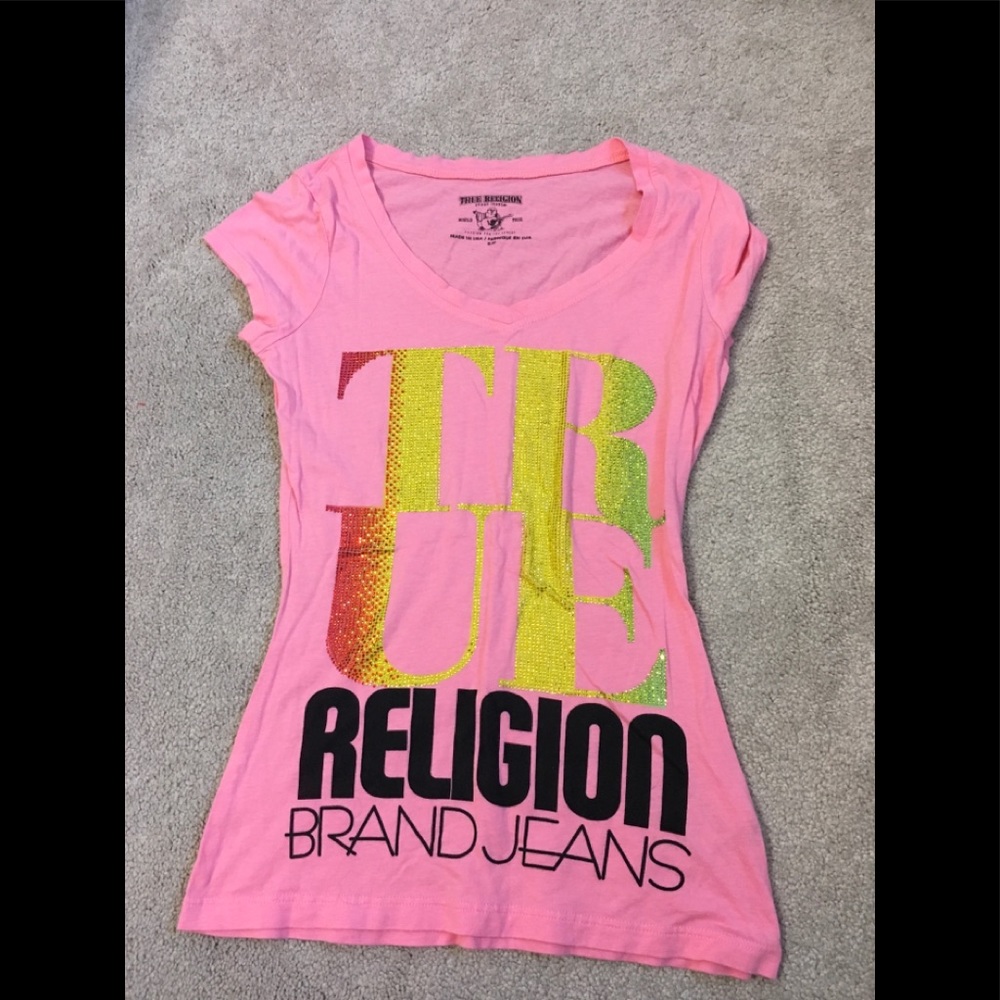 True religion pink crystal Tee
